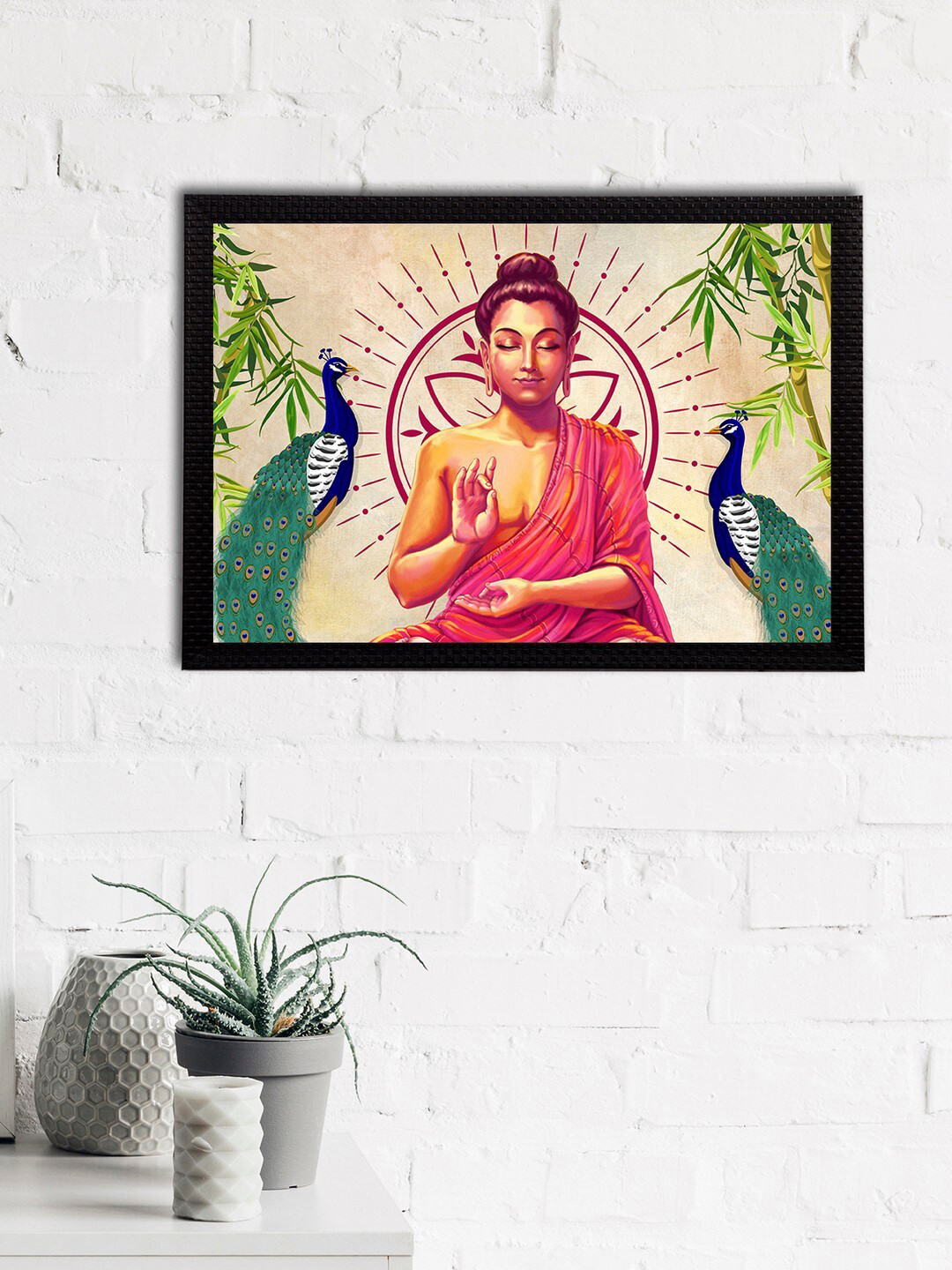 eCraftIndia Meditating Lord Paper Wall Rectangle Paintings Wall Art - 10 x 14In