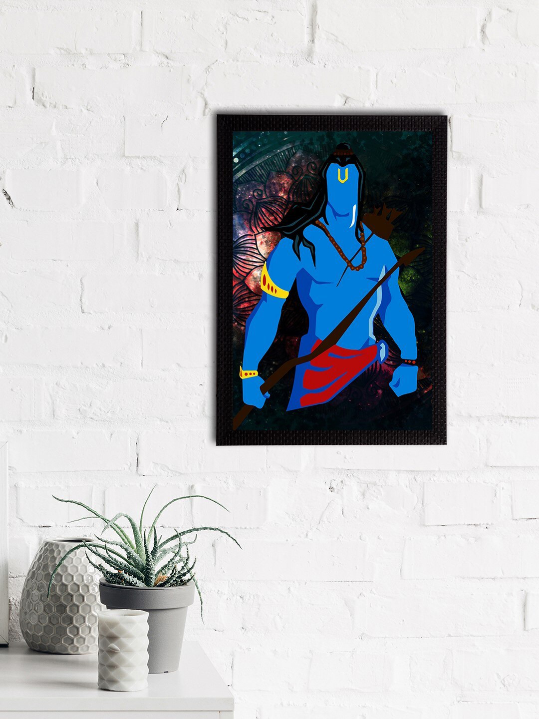 eCraftIndia Blue & Green Lord Ram Satin Matt Textured UV Wall Painting