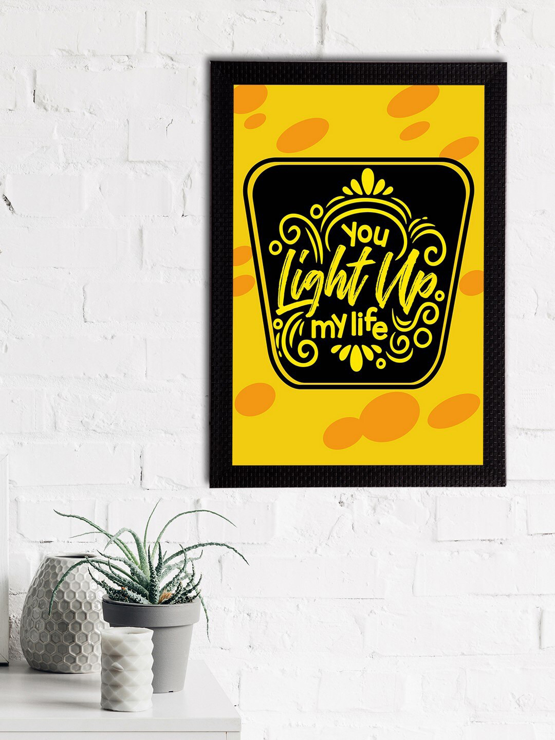 eCraftIndia Yellow & Black You Light Up my Life Printed UV Wall Art