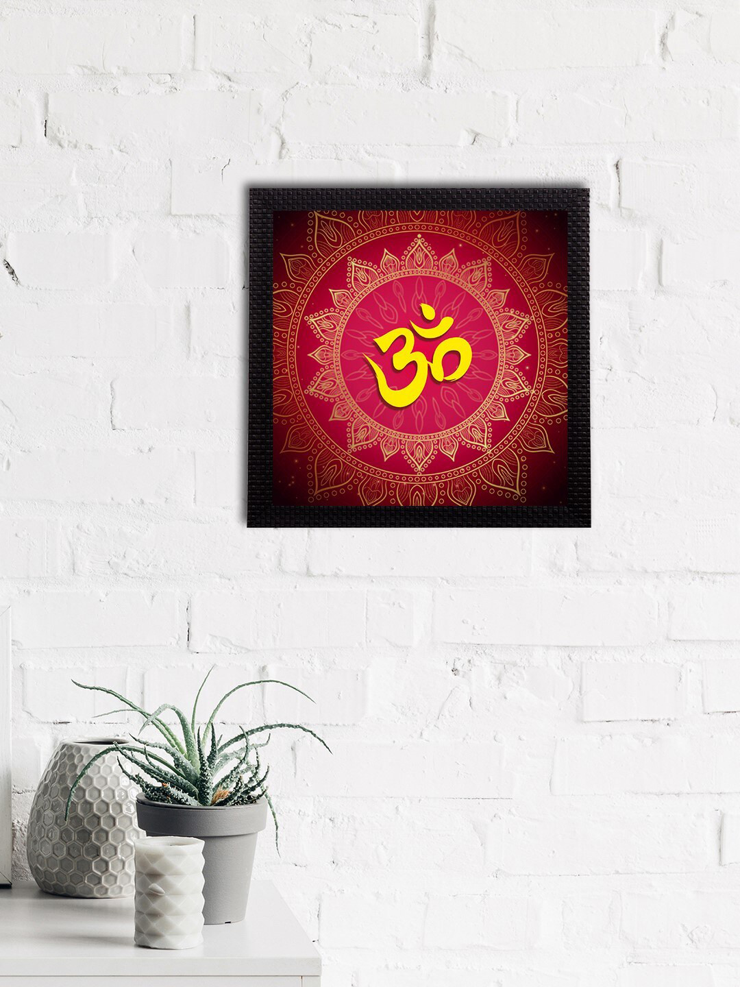 eCraftIndia Om Synthetic Wood Wall Square Photographs Wall Art - 11 x 11 In