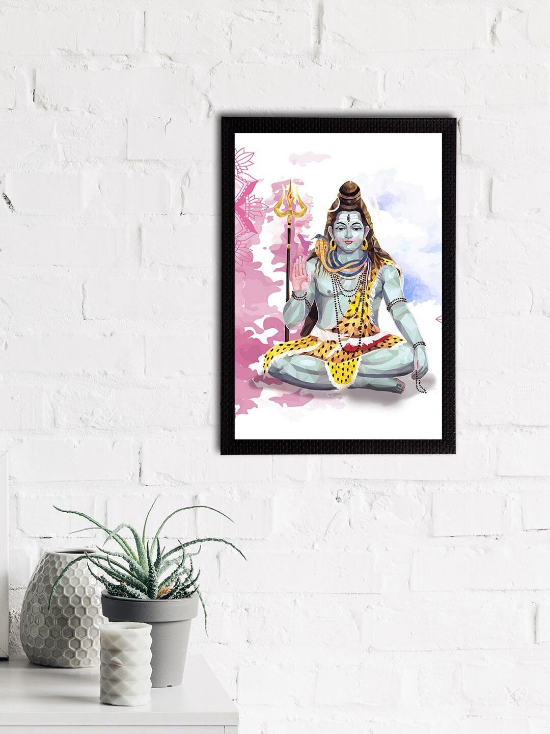 eCraftIndia Blue & White Lord Shiva Satin Matt Texture UV Art Painting