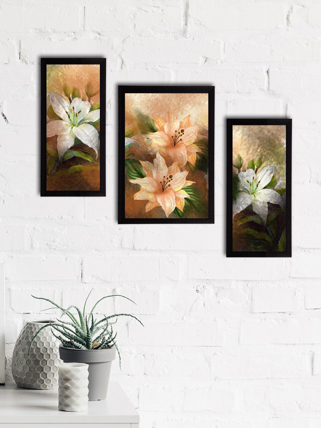 eCraftIndia Paper 3 Piece Wall Rectangle Paintings Wall Art -14 x 7 In