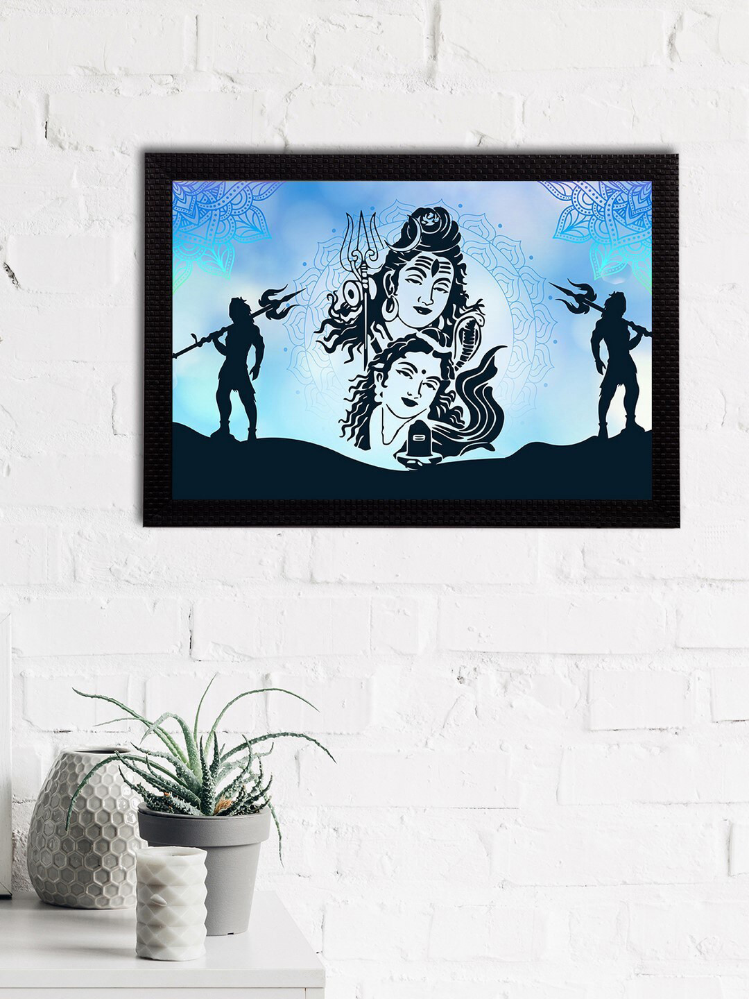 eCraftIndia Multicoloured Lord Shiva Satin Matt Texture UV Wall Art