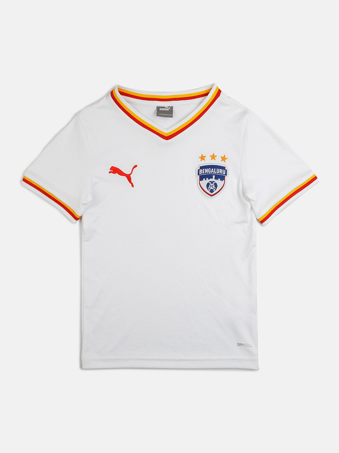 Puma Boys White Solid V-Neck T-shirt