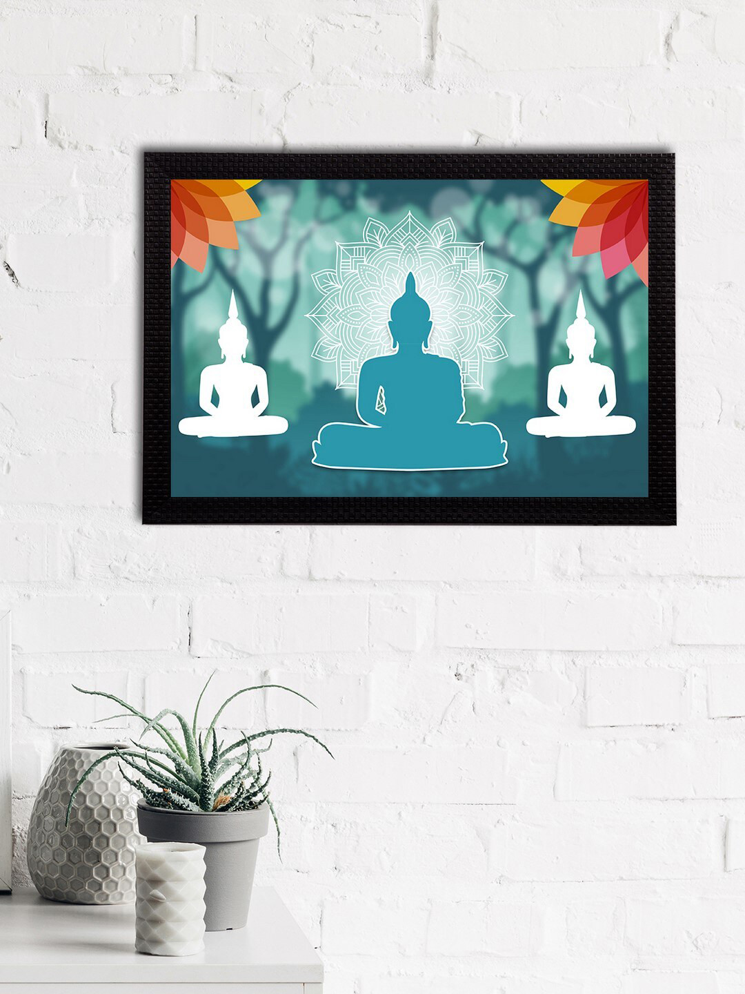 eCraftIndia Meditating Lord Buddha Square Paintings Wall Art-10 x 14 x 1In