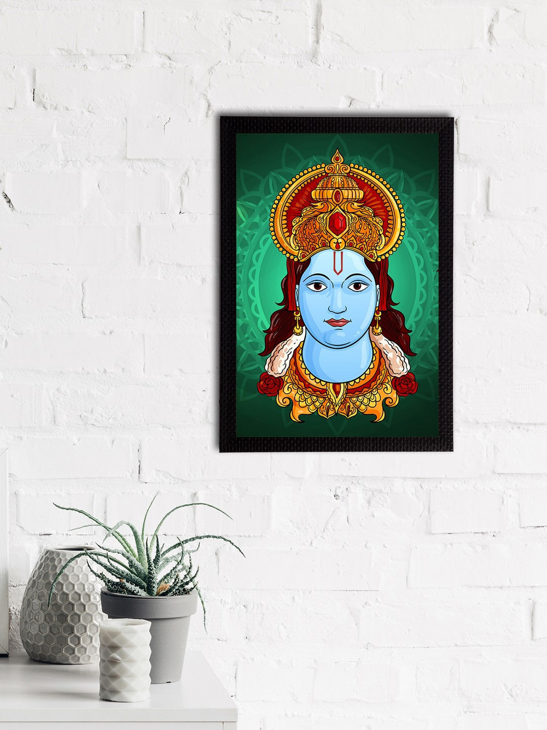 eCraftIndia Blue & Orange Lord Ram Satin Matt Texture UV Art Painting