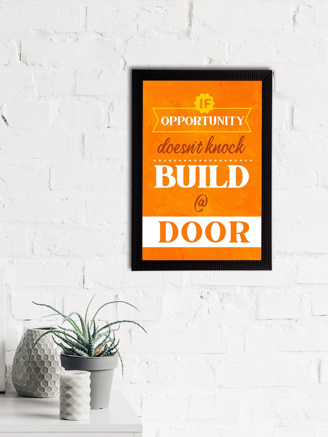 eCraftIndia Quotes Orange Wall Living Room Rectangle Photographs Wall Art -13.78 x 9.84In