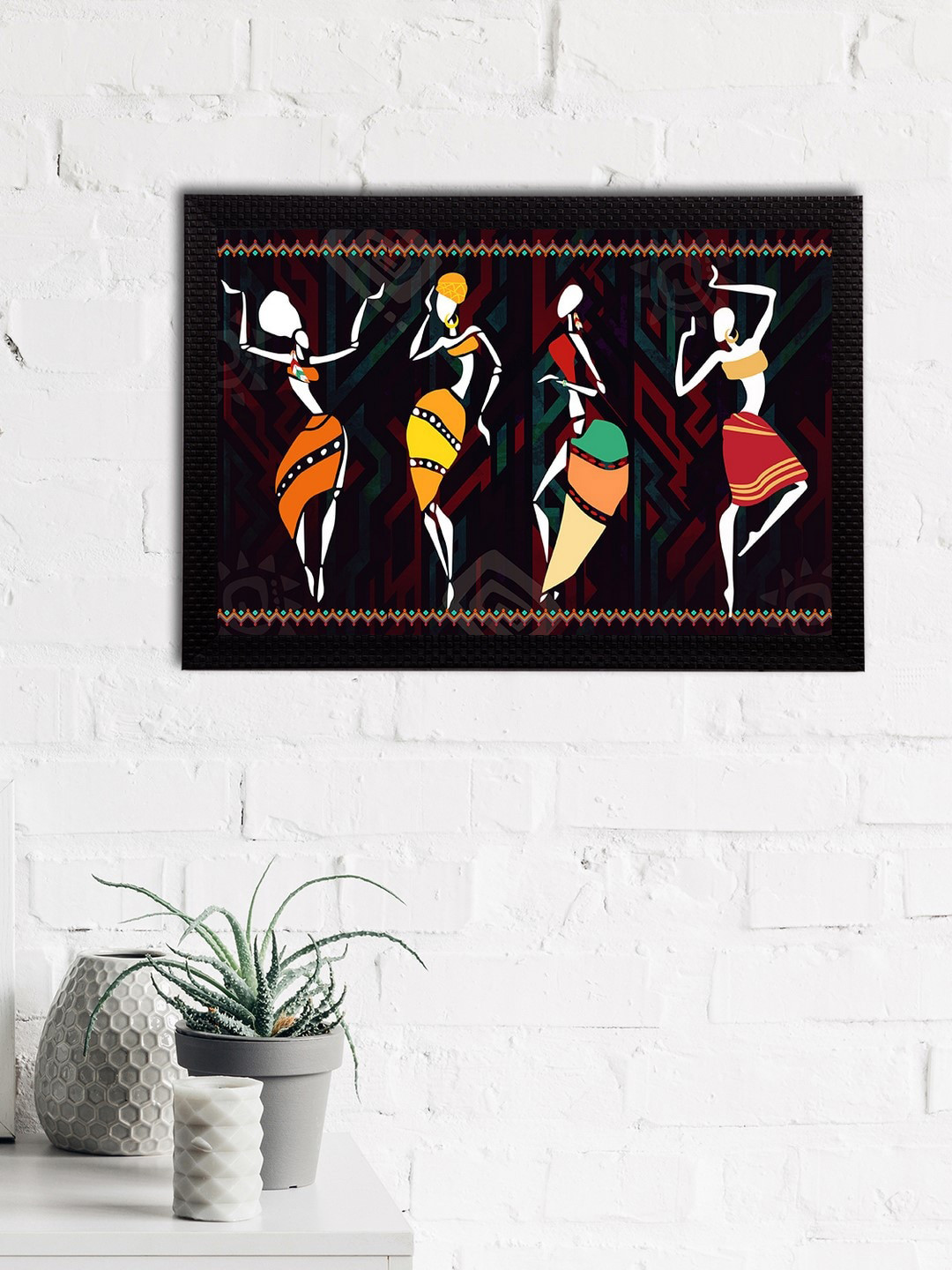 eCraftIndia Multicoloured Tribal Theme Satin Matt Texture UV Wall Art