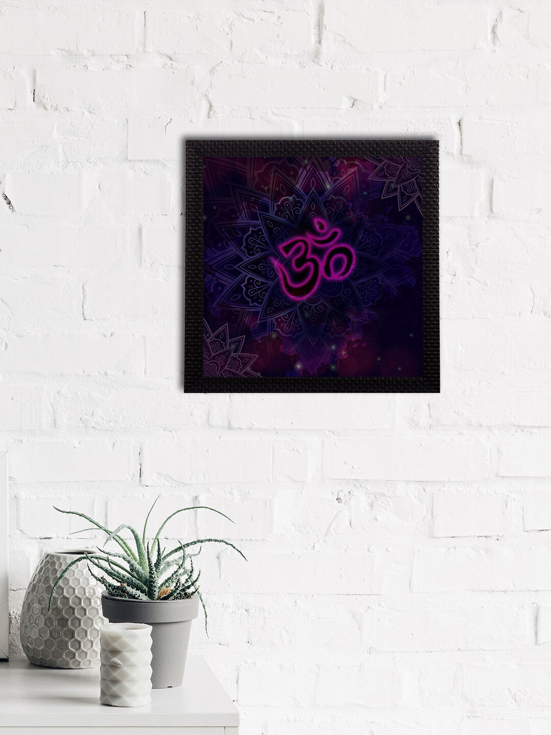 eCraftIndia Blue & Purple Om Symbol Satin Matt Textured UV Art Painting