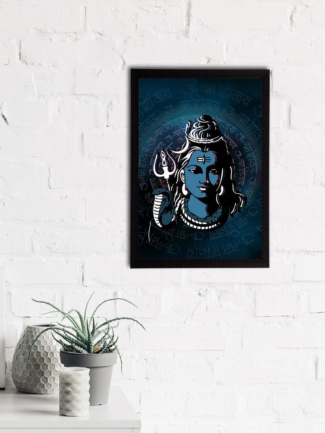 eCraftIndia Blue & White Lord Shiva Satin Matt Texture UV Art Painting