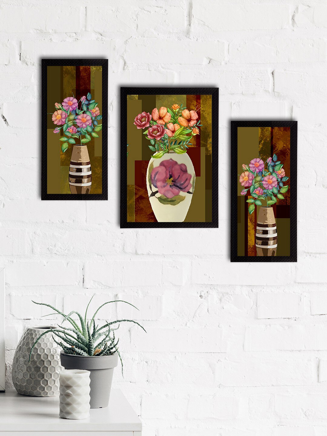 eCraftIndia Multicoloured Botanical and Floral Satin Matt Texture UV Wall Art
