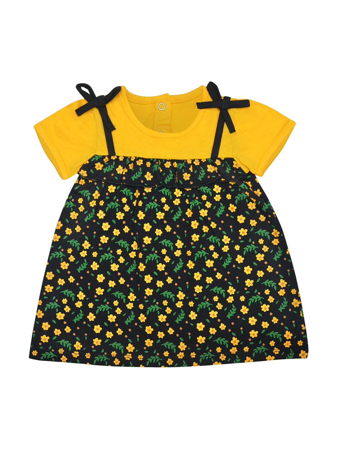 The Flybees Girls Navy Blue Printed A-Line Dress