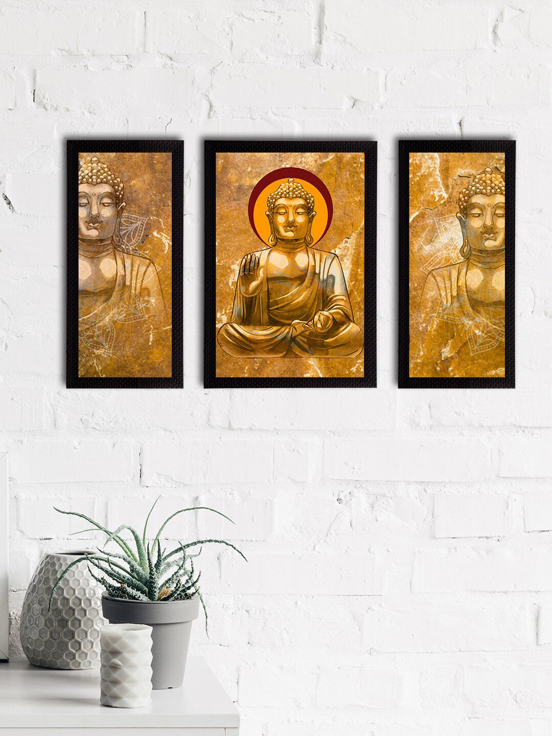 eCraftIndia Material: Satin Canvas 3 Piece Wall Rectangle Paintings Wall Art