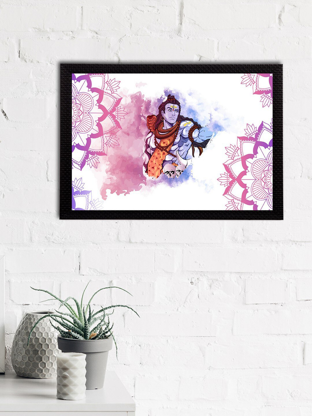 eCraftIndia Blue & White Lord Shiva Satin Matt Texture UV Art Painting