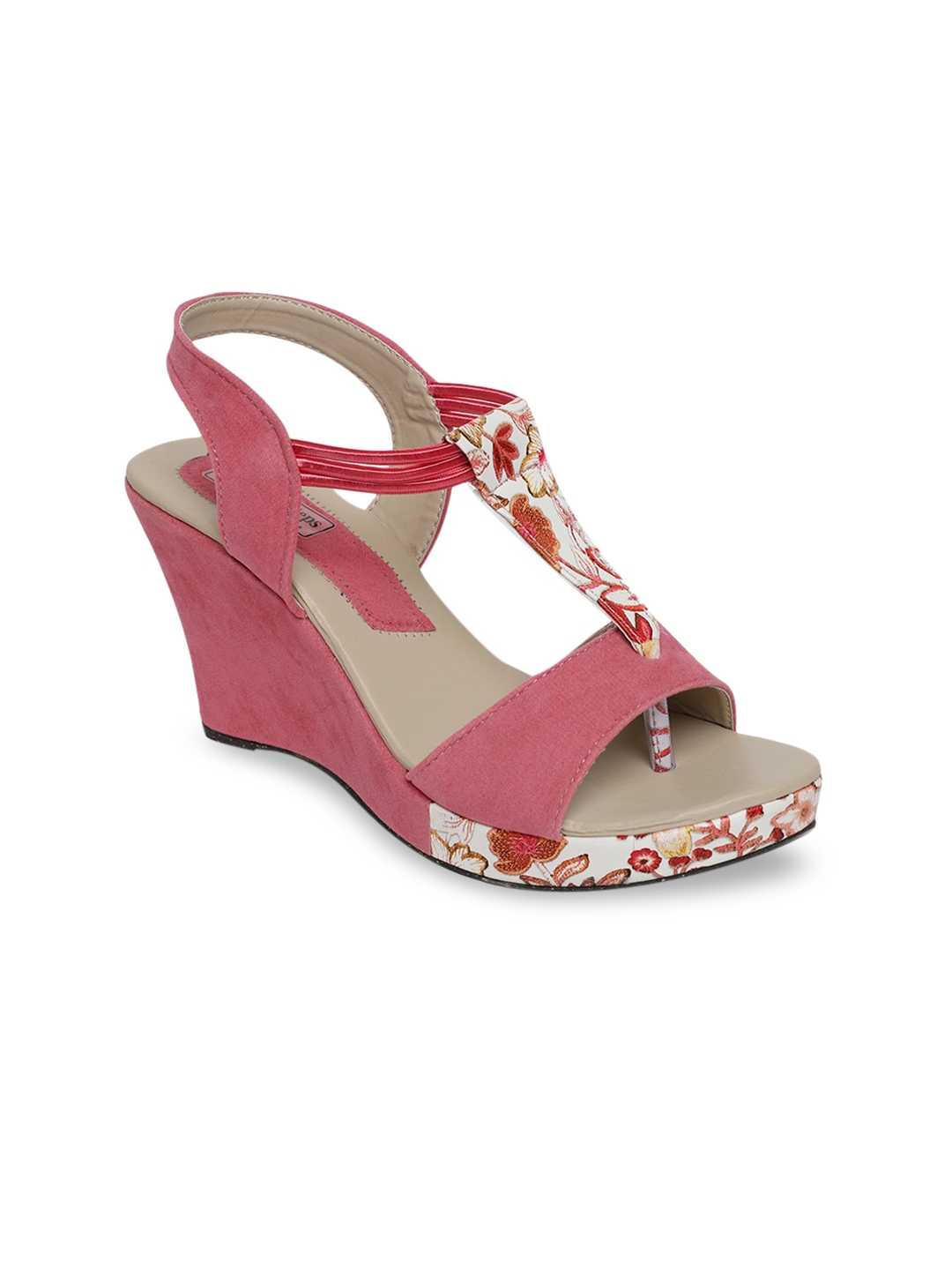 LONDON STEPS Women Pink Woven Design Wedges