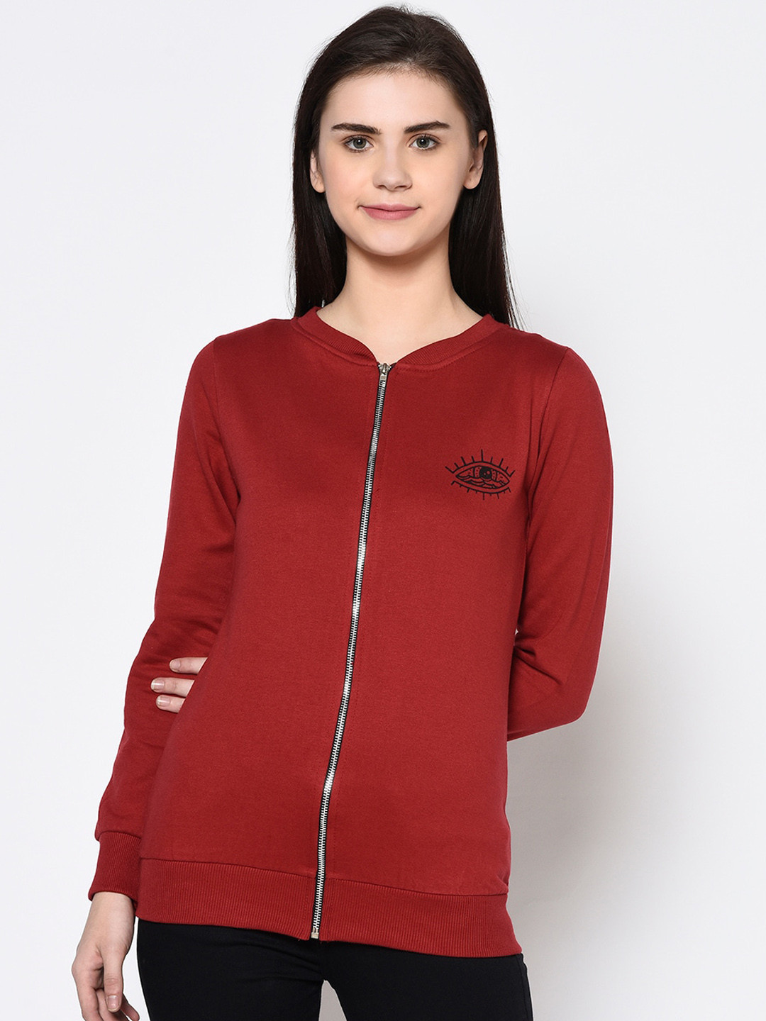 Rigo Women Solid Open Sweatshirt