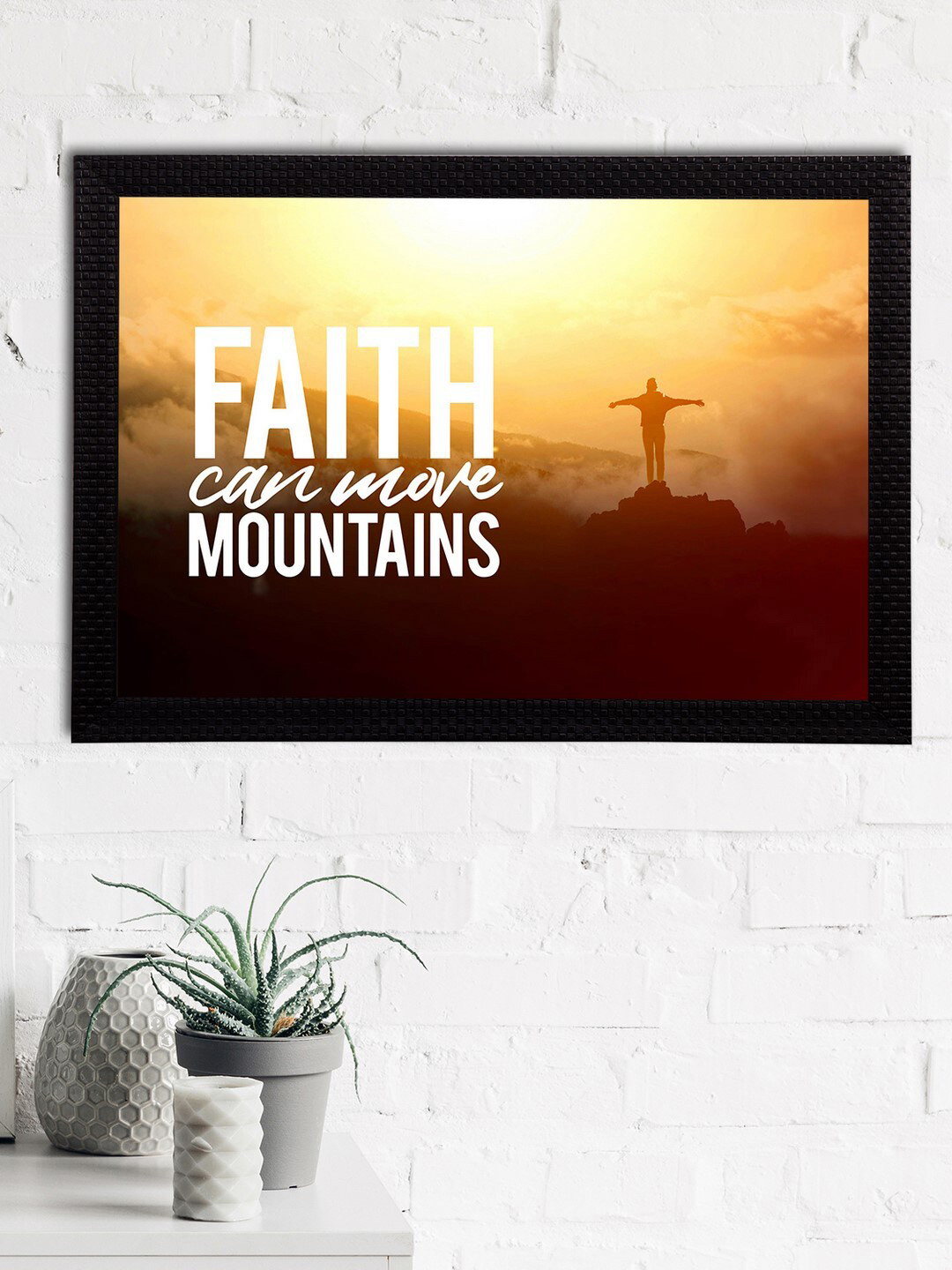 eCraftIndia Faith Can Move Mountains Paper Wall Rectangle Paintings Wall Art -14 x 20 In