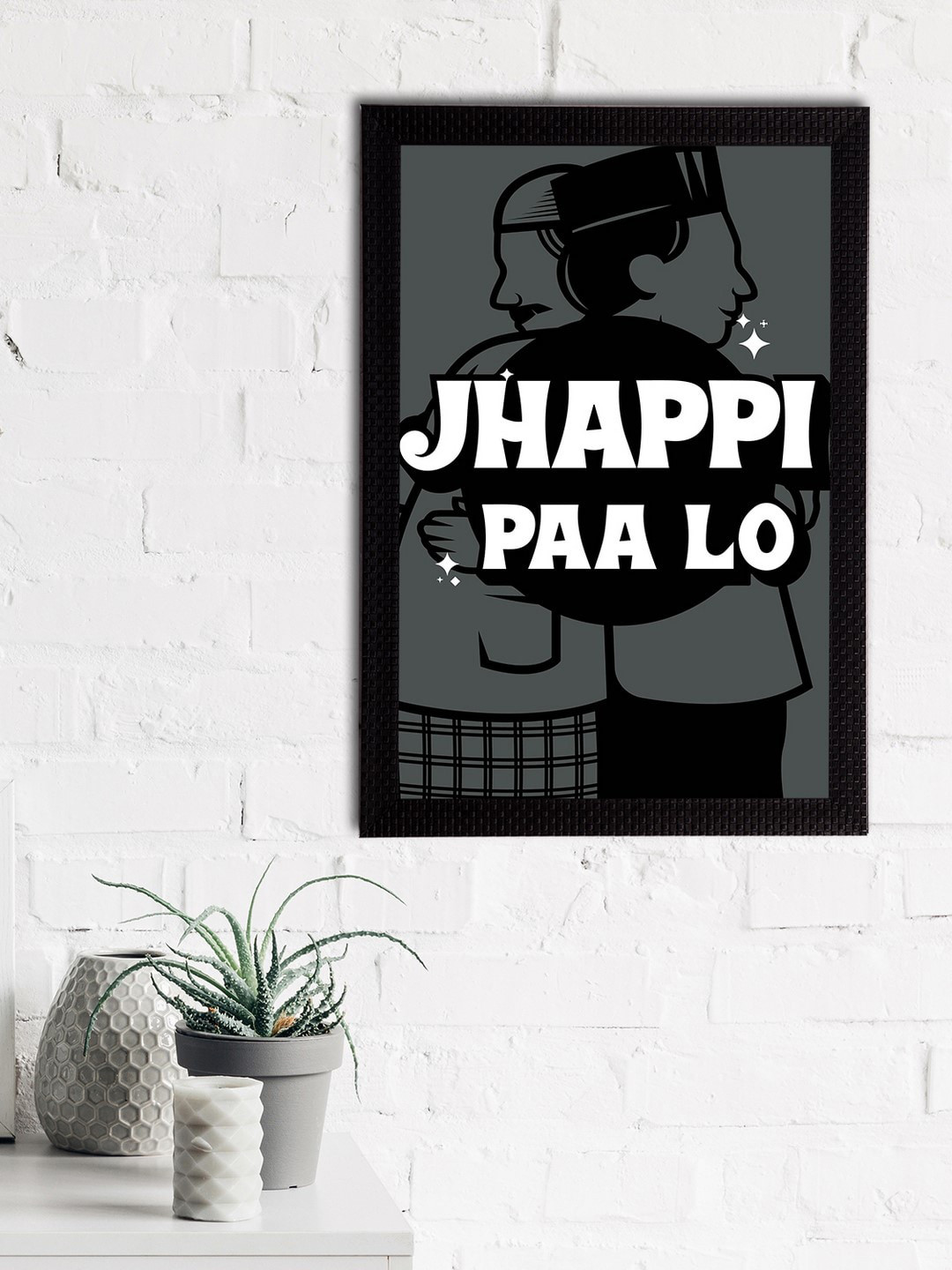 eCraftIndia Jhappi Paa Lo Paper Wall Rectangle Paintings Wall Art -20 x 14 In