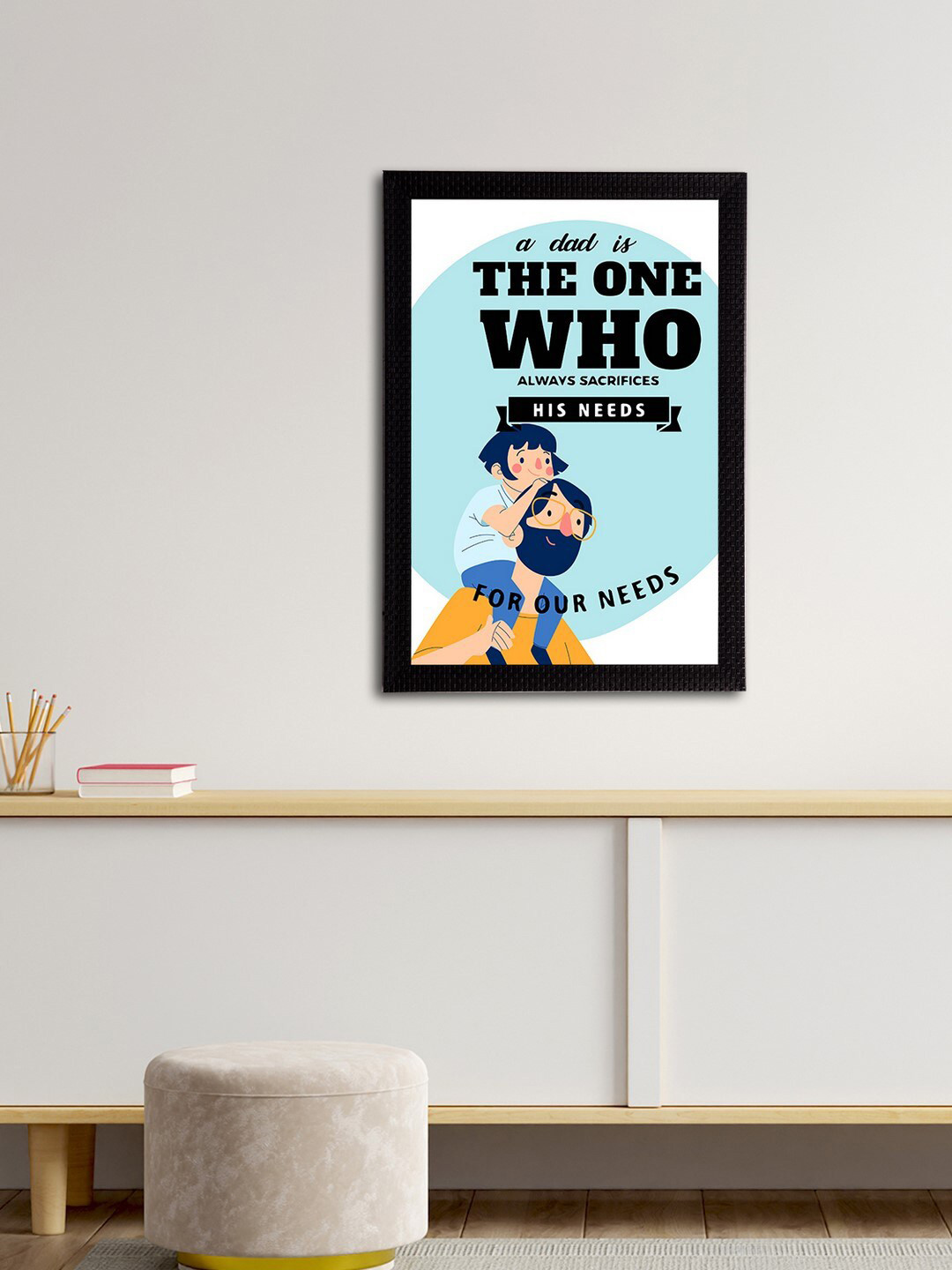 eCraftIndia Quotes Blue Wall Living Room Rectangle Paintings Wall Art -19.69 x 13.78In