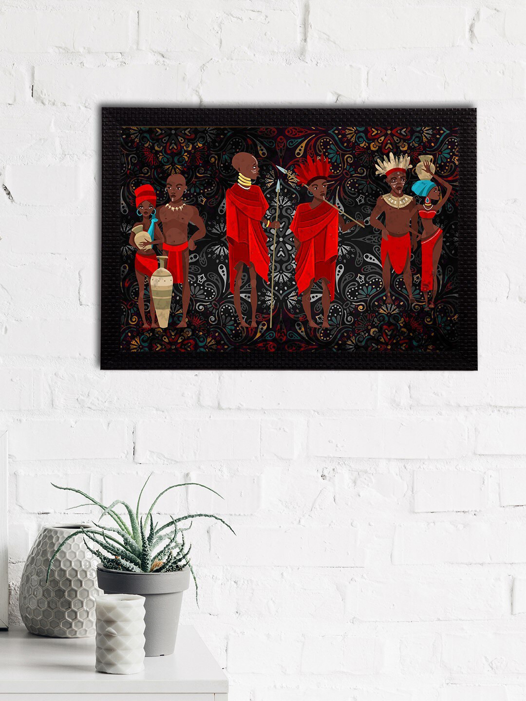 eCraftIndia Black Wall Home Office Rectangle Potrait Paintings Wall Art -10 x 13.9In