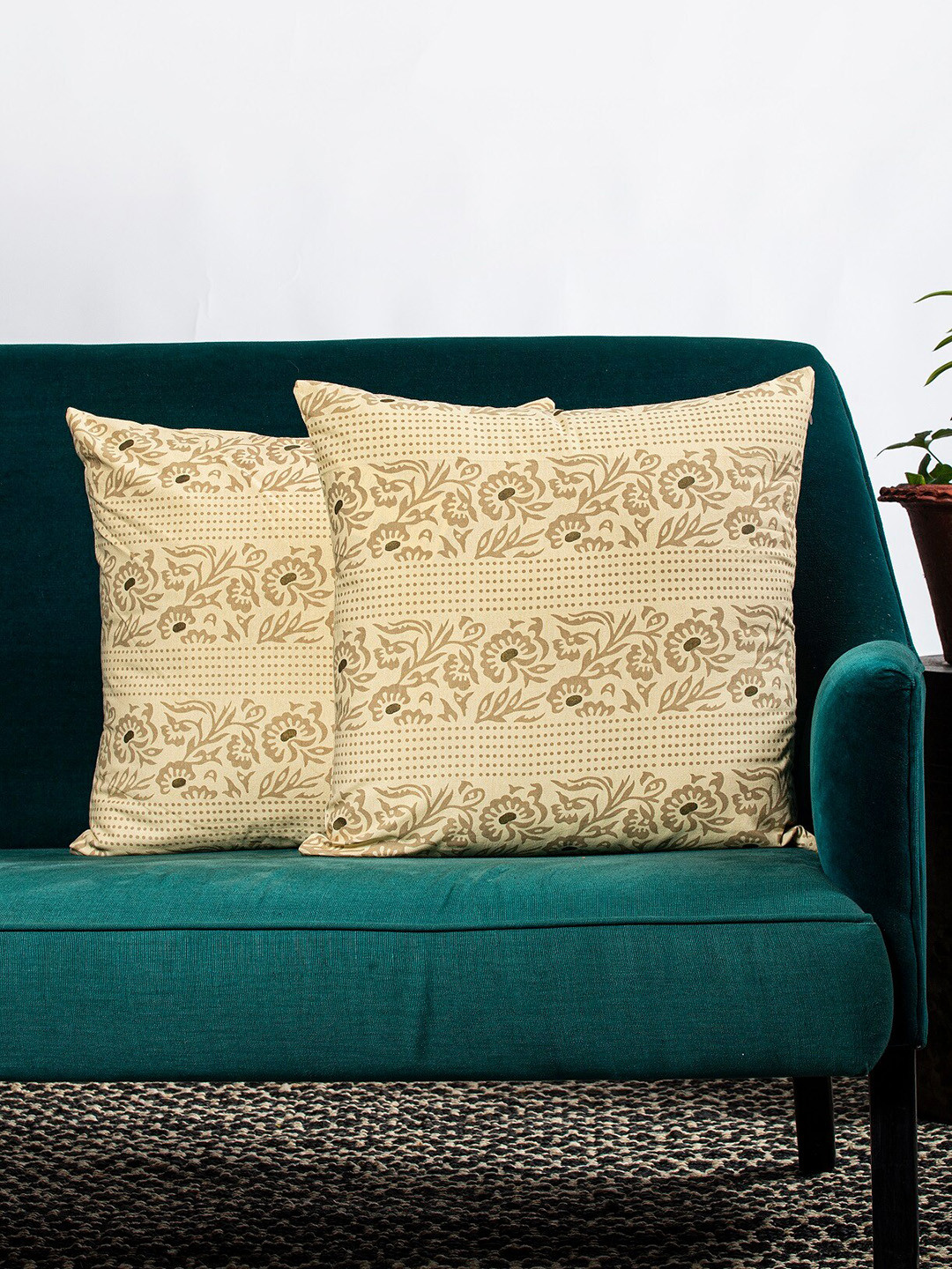 Contrast Living Printed Floral Polyester Silk Breathable 2 Pcs Cushion Covers -20x20In