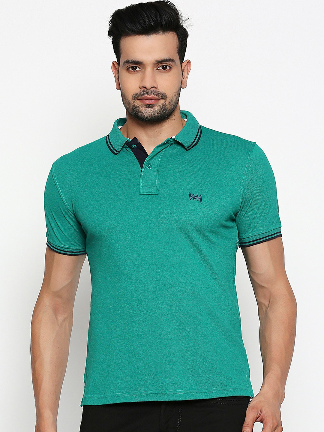 Lawman pg3 Men Green Solid Polo Collar T-shirt
