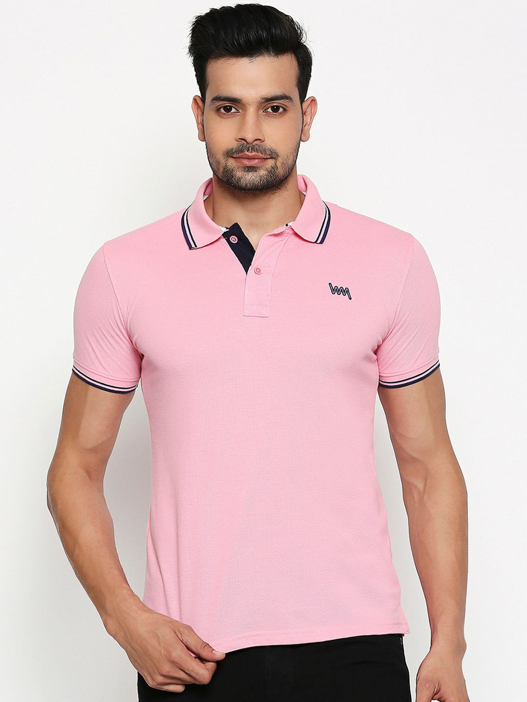 Lawman pg3 Men Pink Solid Polo Collar T-shirt