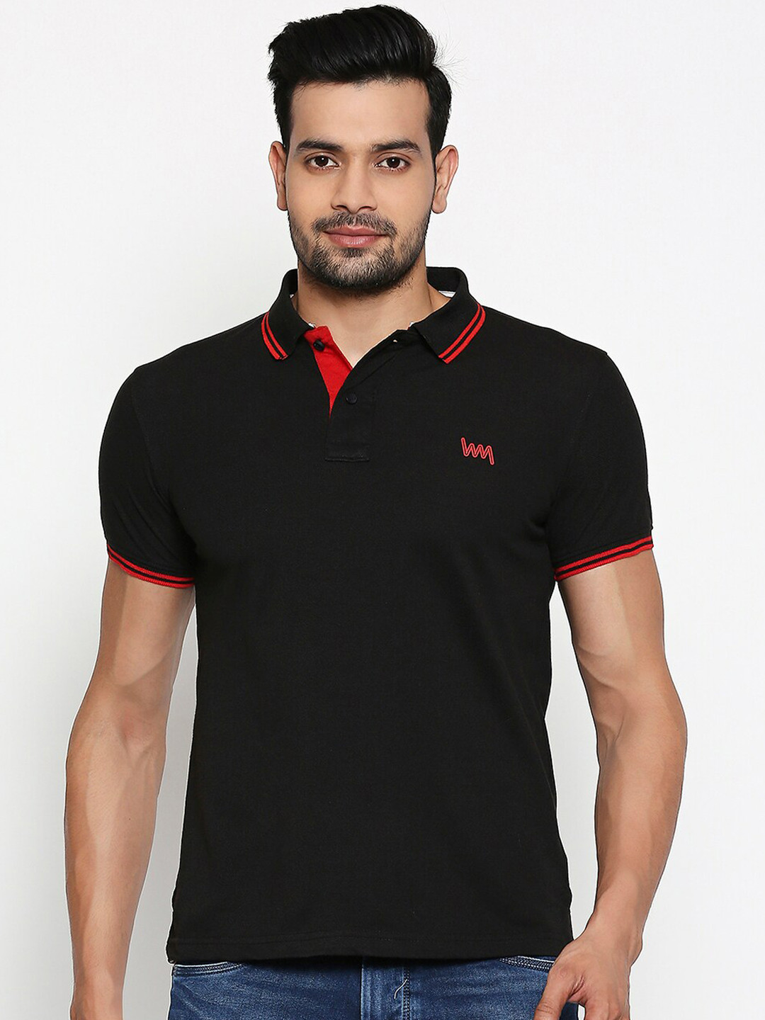 Lawman pg3 Men Black Solid Polo Collar T-shirt