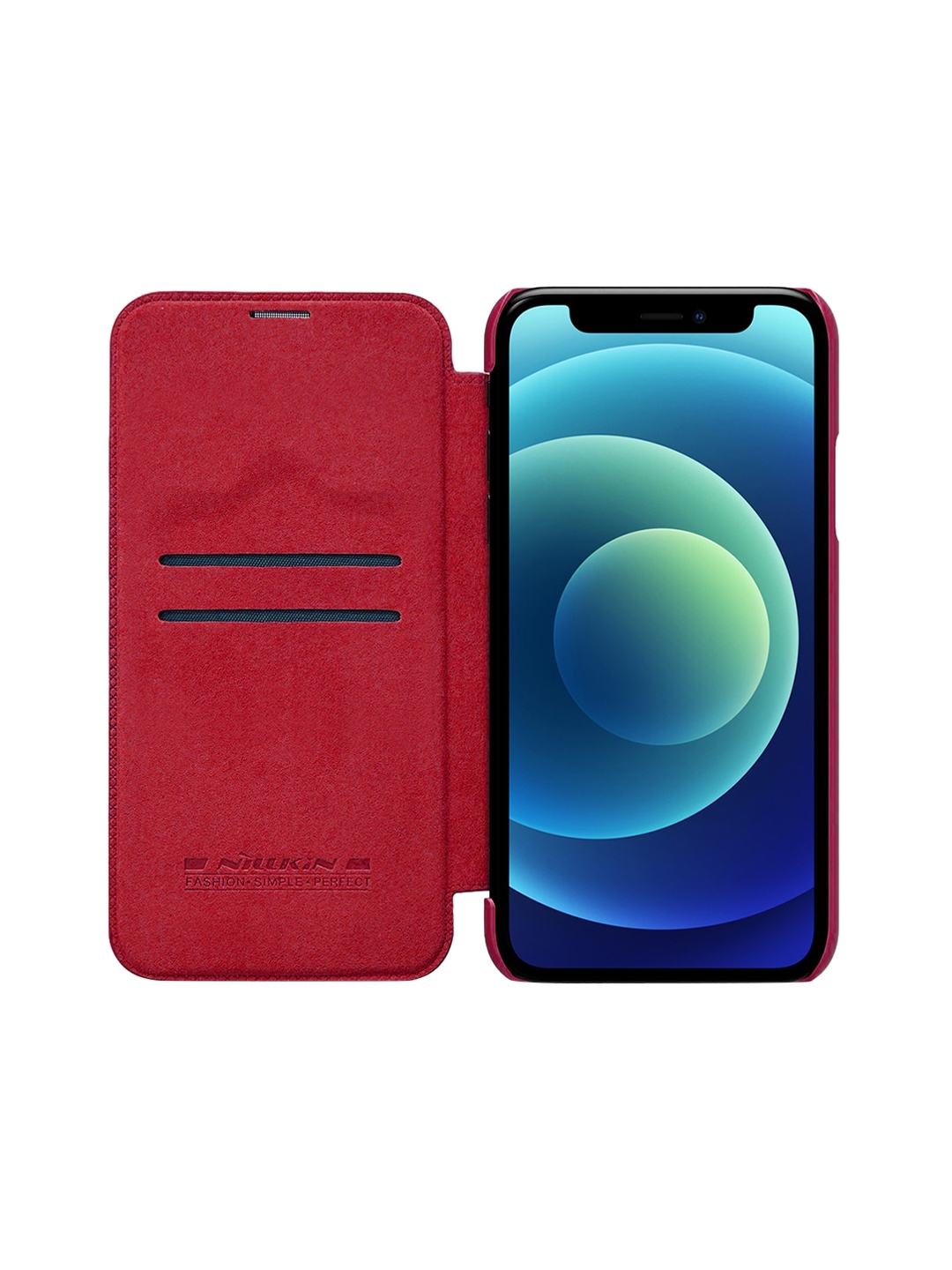 TREEMODA Red Solid iPhone 12 Pro Max Leather Flip Cover
