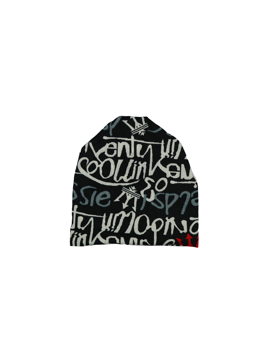 iSWEVEN Unisex Black & White Printed Beanie Cap