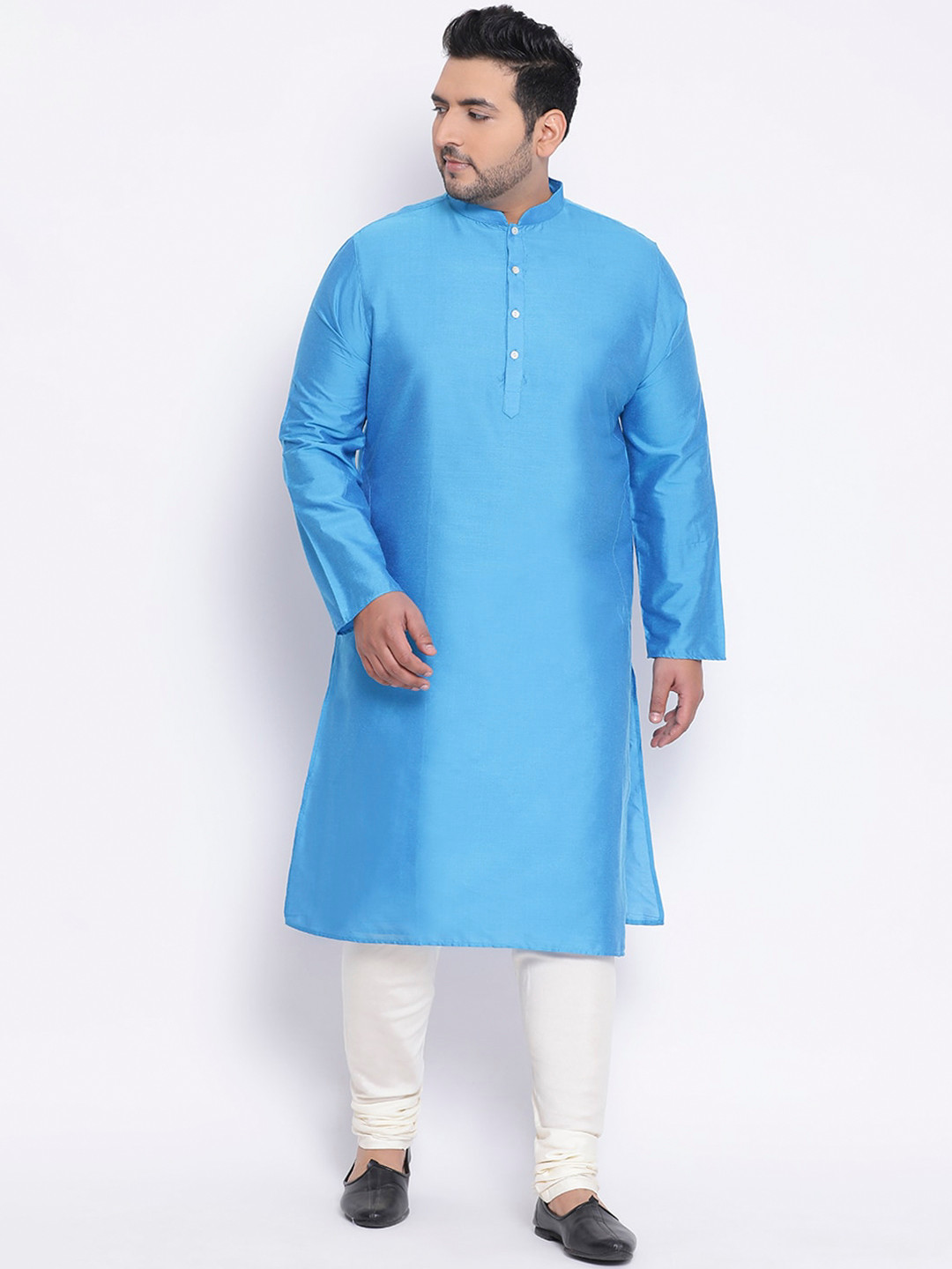 KISAH PLUS Men Blue Solid Straight Kurta