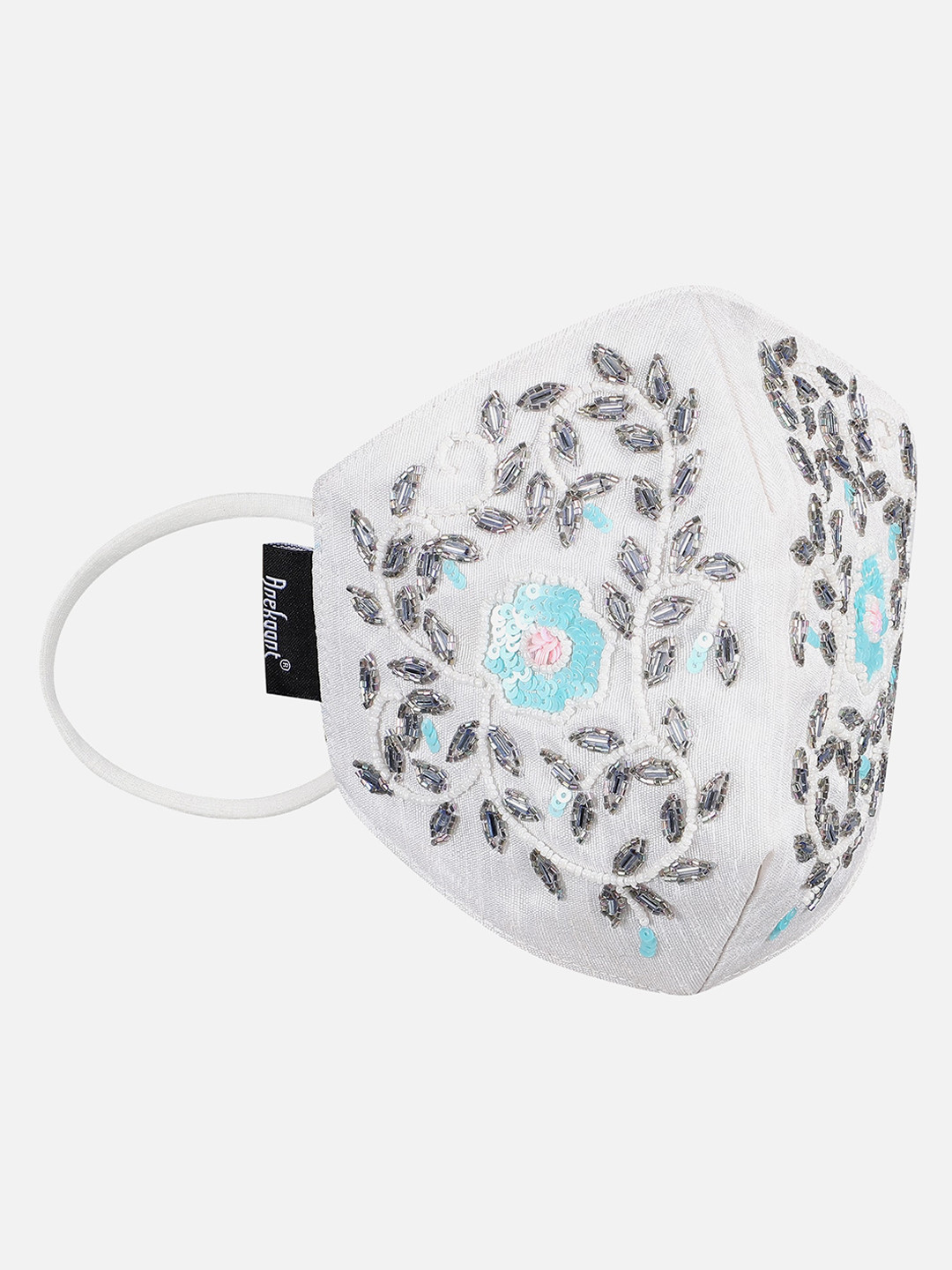 Anekaant Women Grey Embellished 3-Ply Cloth Mask