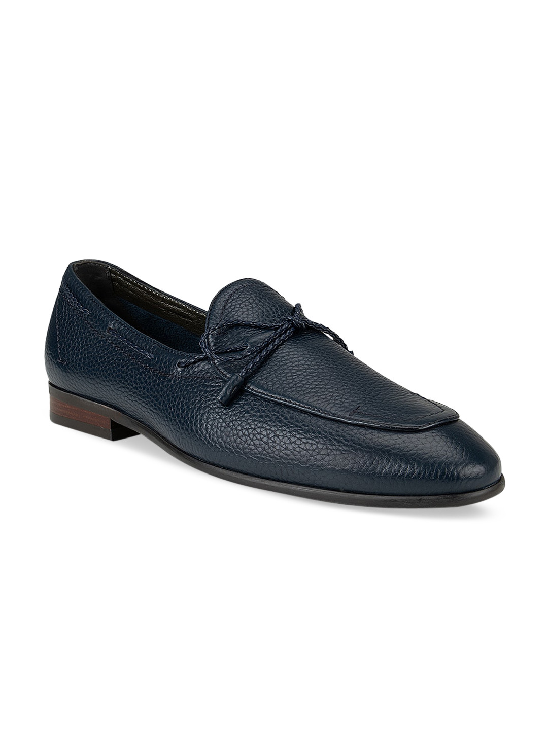 ROSSO BRUNELLO Men Blue Textured Leather Formal Loafers