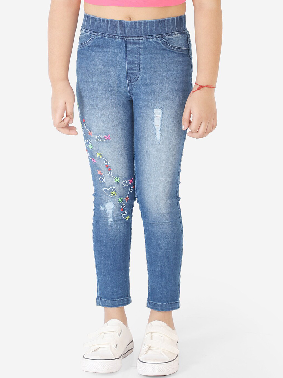 Naughty Ninos Girls Blue Light Fade Stretchable Jeans