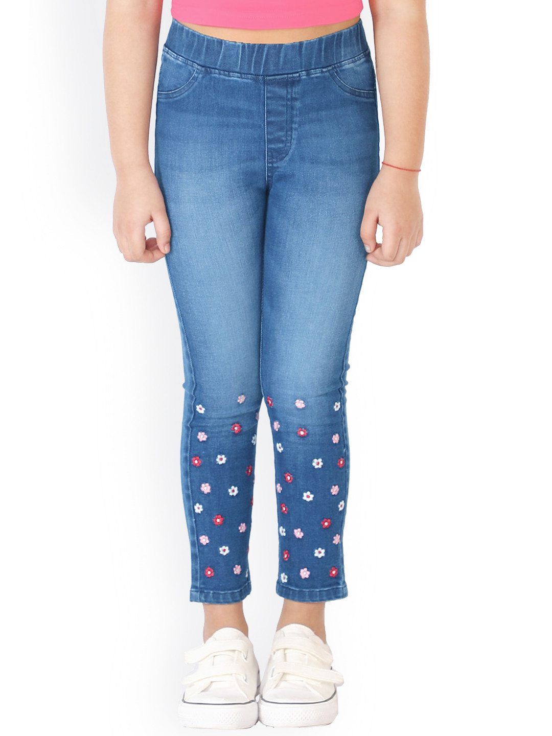 Naughty Ninos Girls Blue Denim Washed Jeggings
