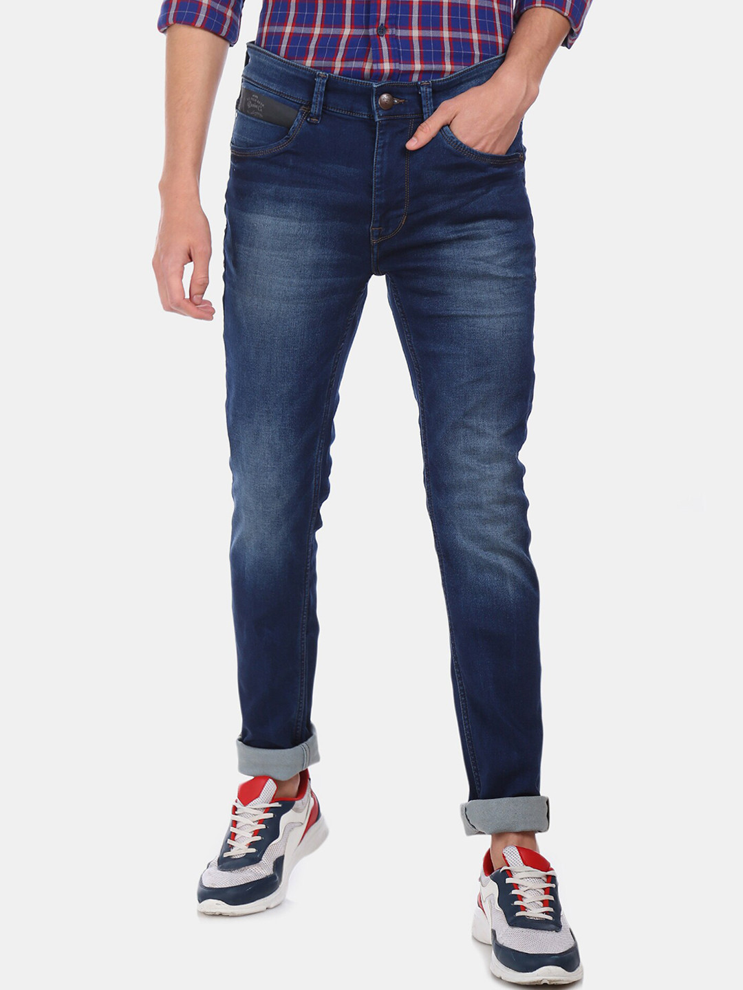 U.S. Polo Assn. Denim Co. Men Blue Slim Fit Mid-Rise Low Distress Jeans