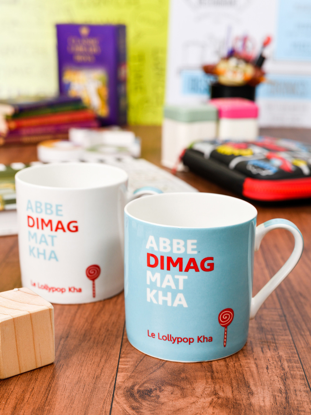 GOODHOMES Ora White Typography Bone China Microwave Safe 2 Piece Mugs-350ml