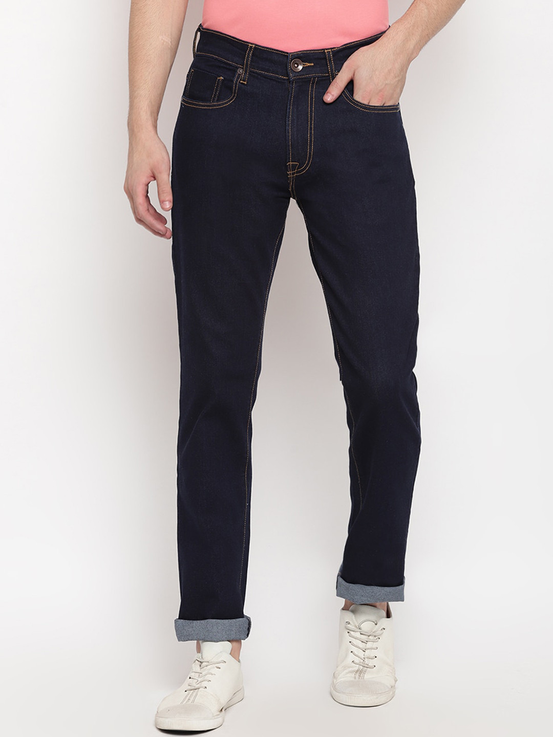 Pepe Jeans Men Navy Blue Regular Fit Mid-Rise Clean Look Jeans