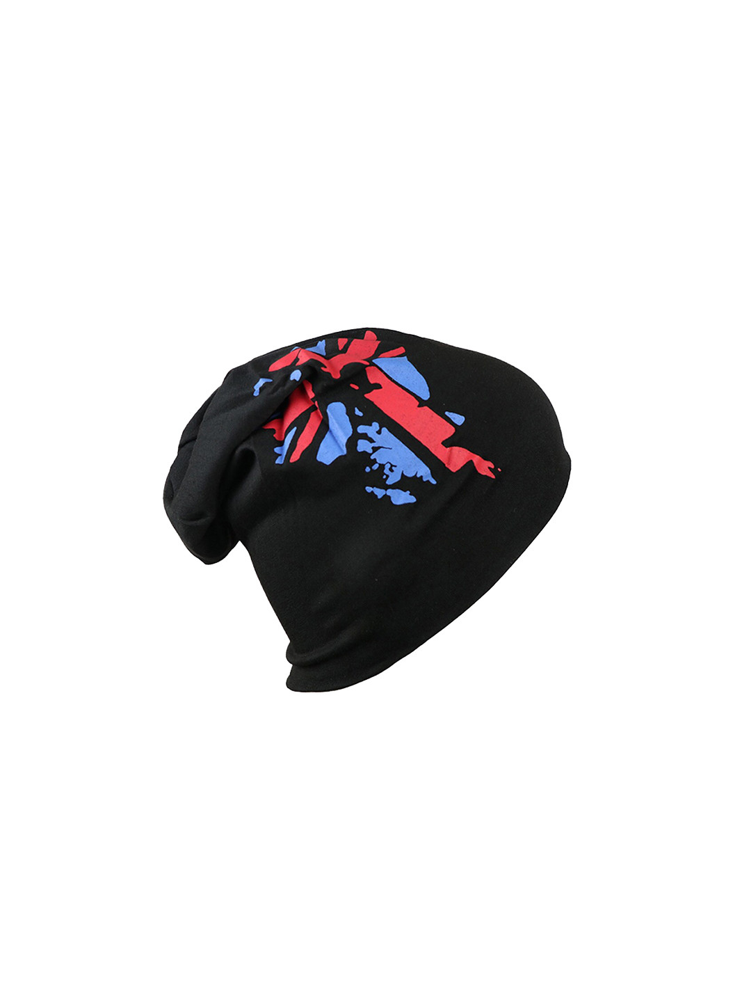 iSWEVEN Unisex Black & Blue Printed Beanie