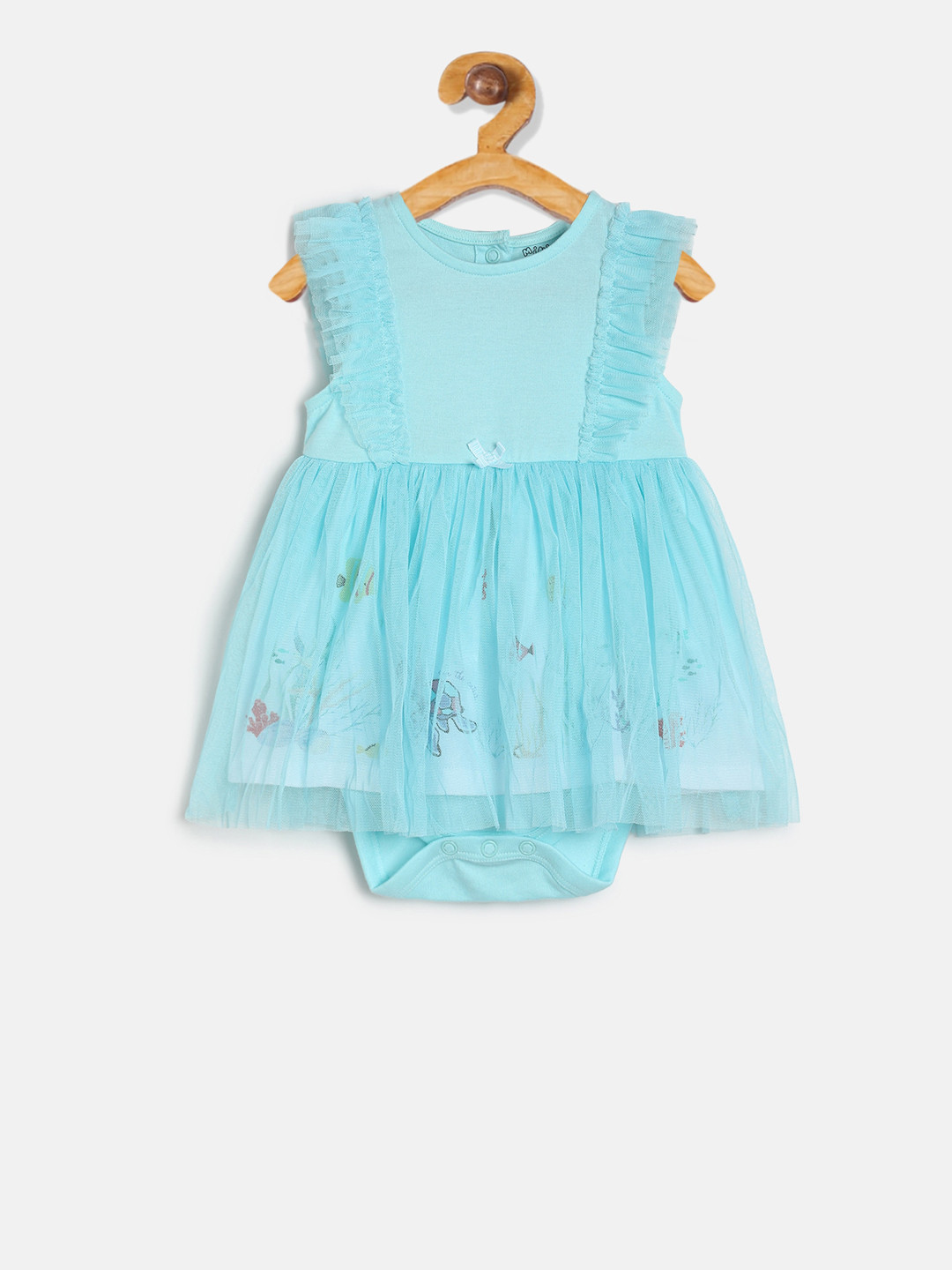 MINI KLUB Infant Girls Blue & Pink Printed Layered Dress Style Bodysuit