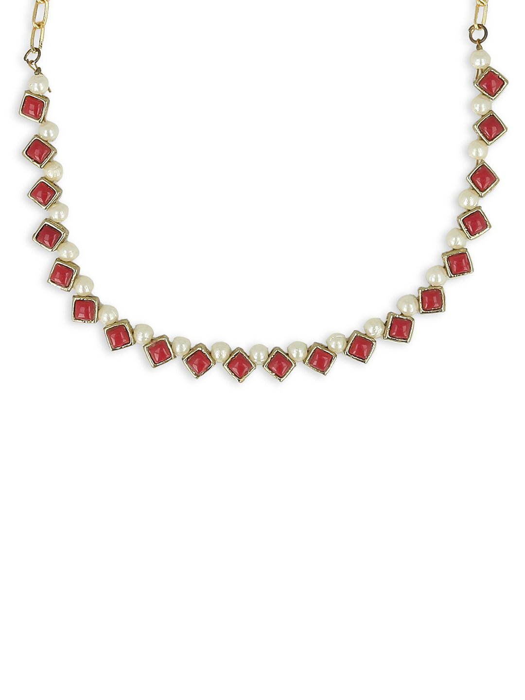 AKSHARA Girls Red & Gold-Toned Kundan Studded Choker Necklace