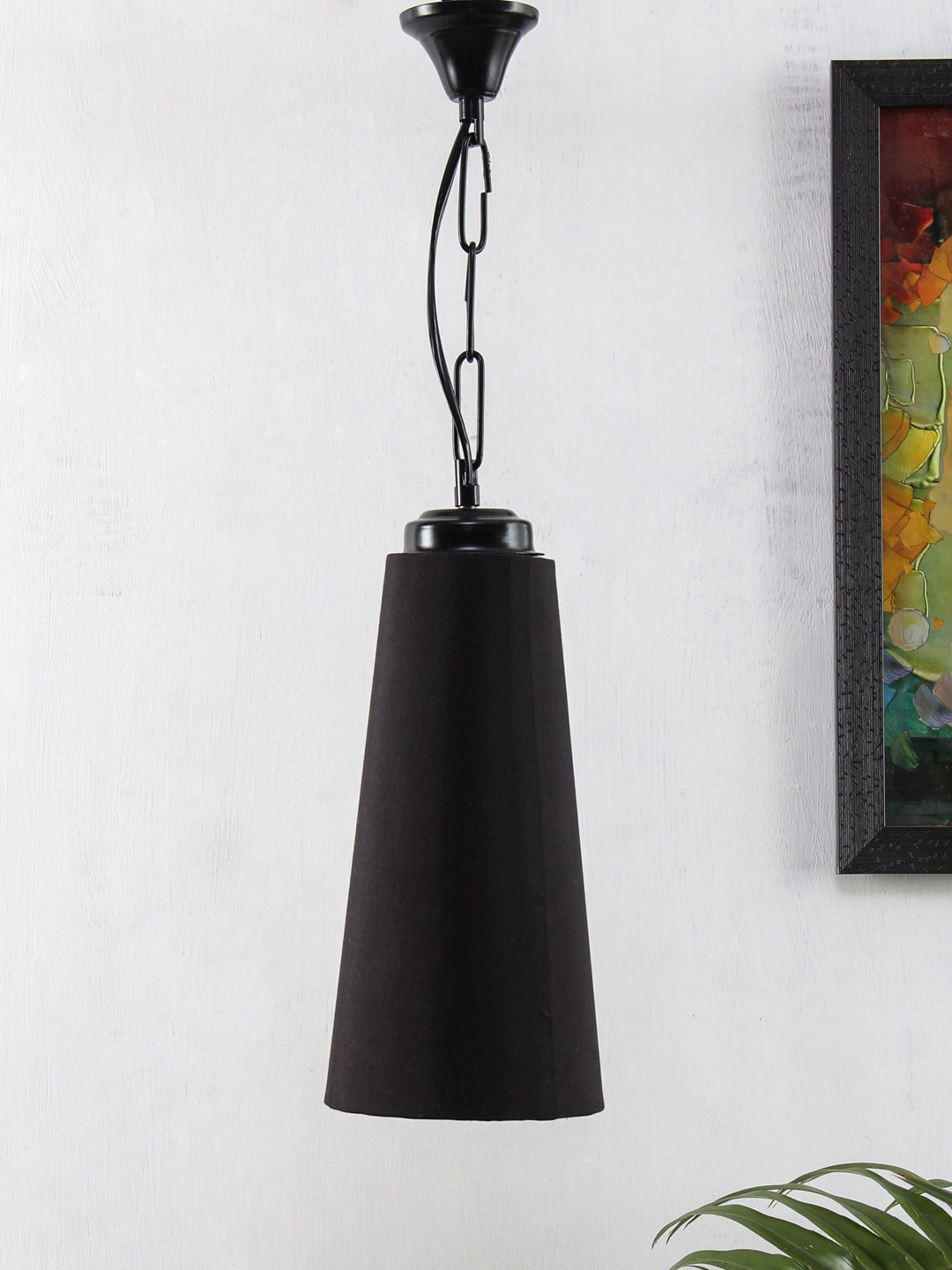 Devansh Maroon Solid Conical Hanging Lamp