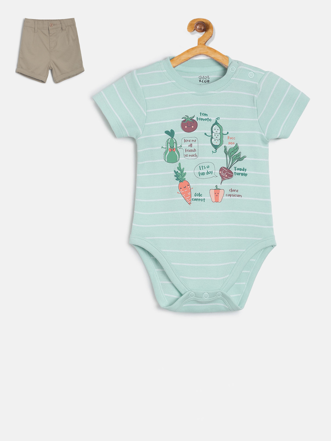 MINI KLUB Infant Boys Green & Brown Bodysuit & Shorts