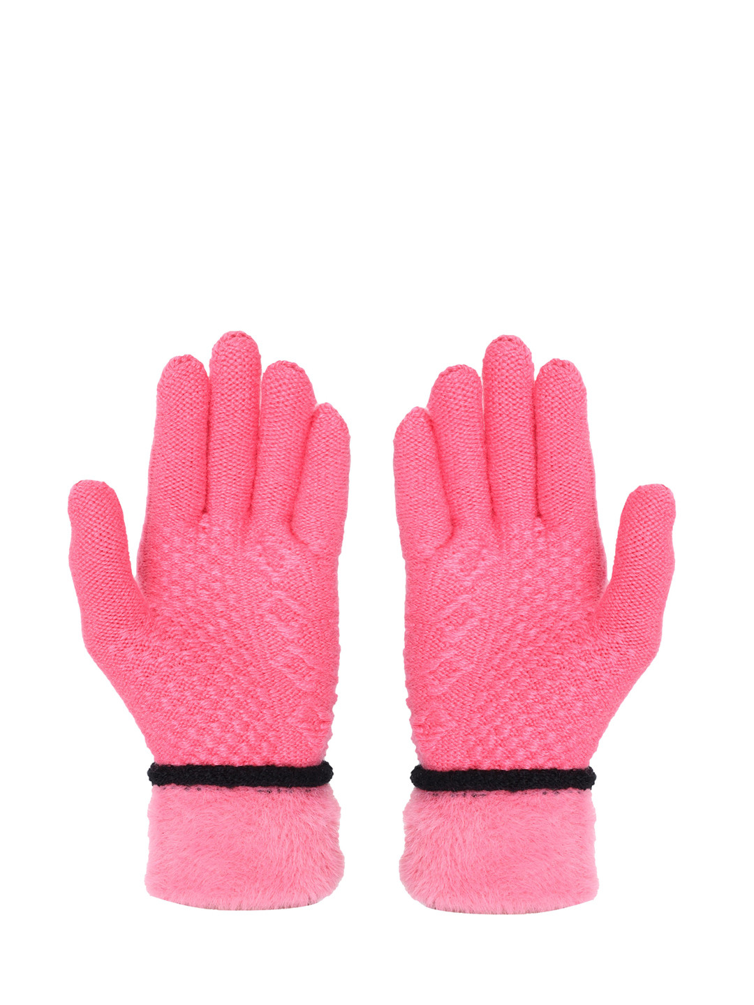 FabSeasons Women Acrylic Pink Self-design Embellished Knitted Gloves