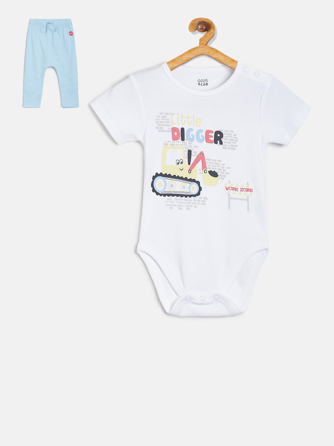 MINI KLUB Infant Boys White & Blue Bodysuit And Pyjamas