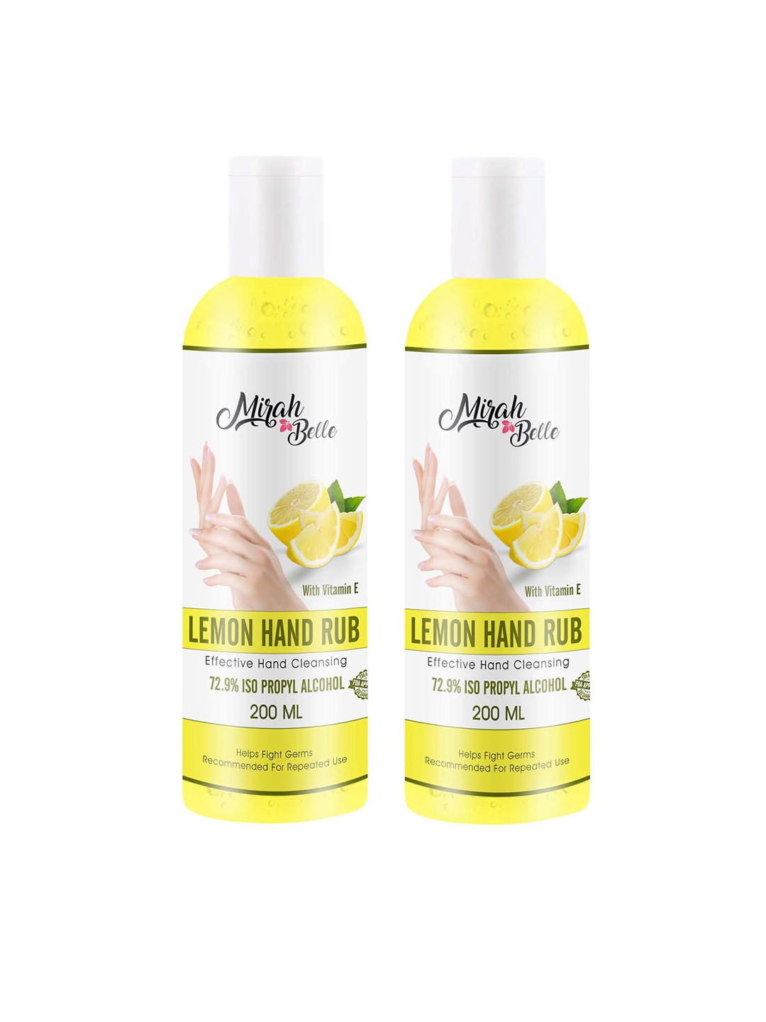 Mirah Belle Pack of 2 Lemon Hand Rub Sanitizer With Vitamin E - 200 ml each