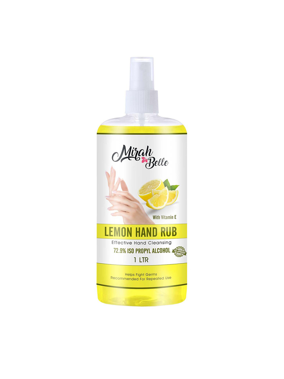 Mirah Belle Yellow Lemon Hand Rub Sanitizer Spray With Vitamin E 1000ml
