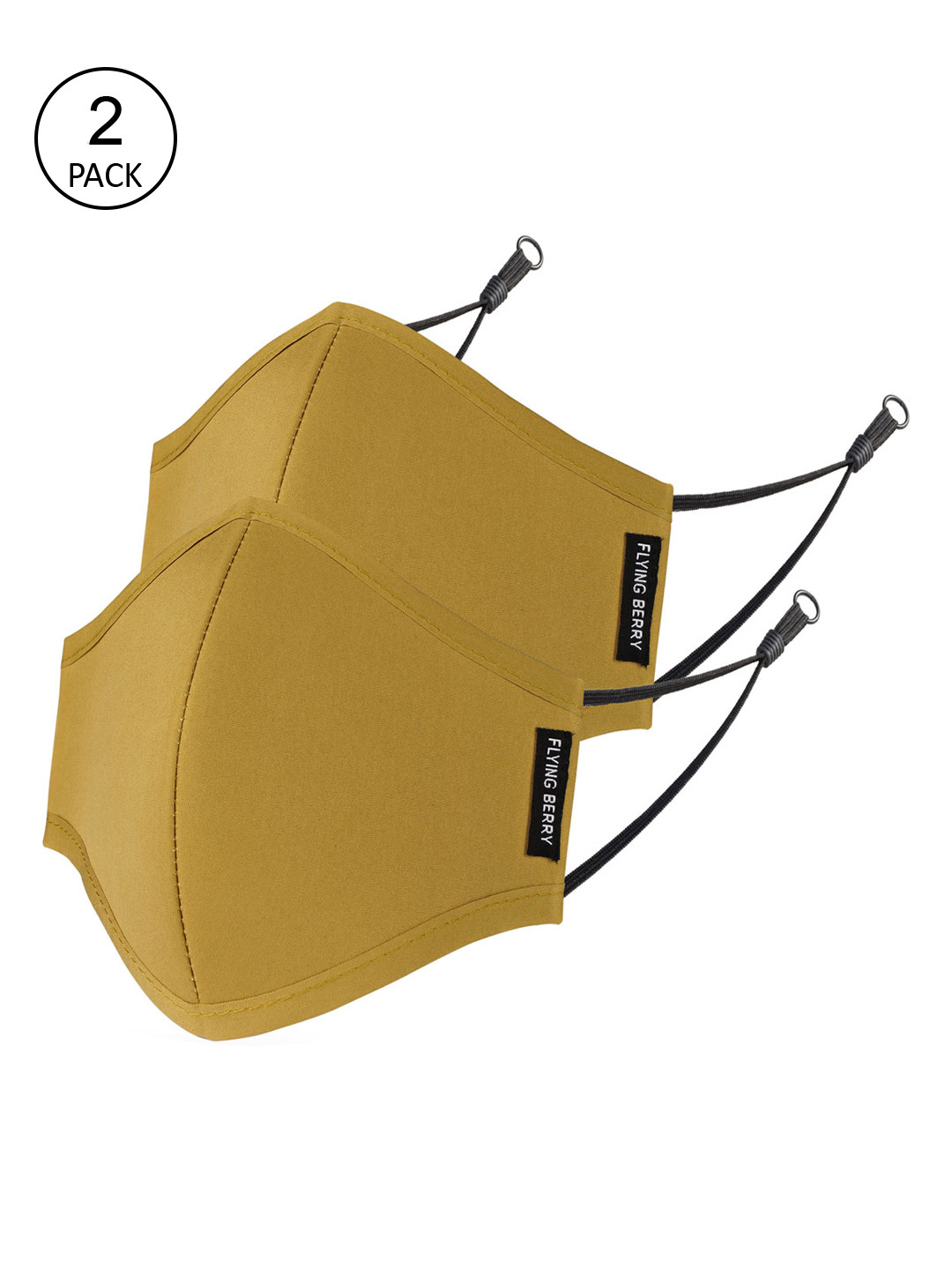 FLYING BERRY Unisex Khaki Pack Of 2 Anti-Pollution 3-Ply Reusable Cloth Face Mask