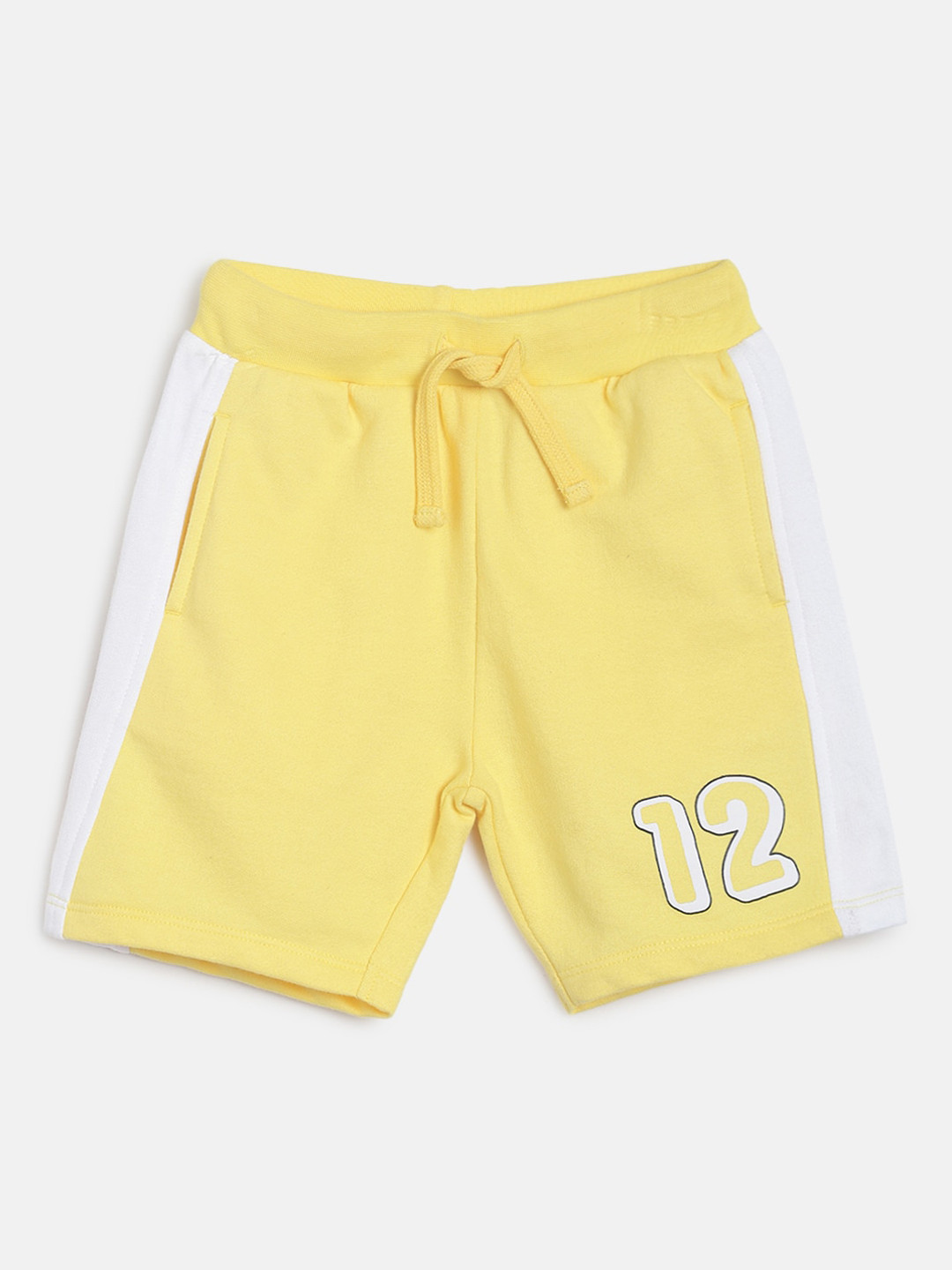 MINI KLUB Boys Yellow Solid Cotton Regular Shorts