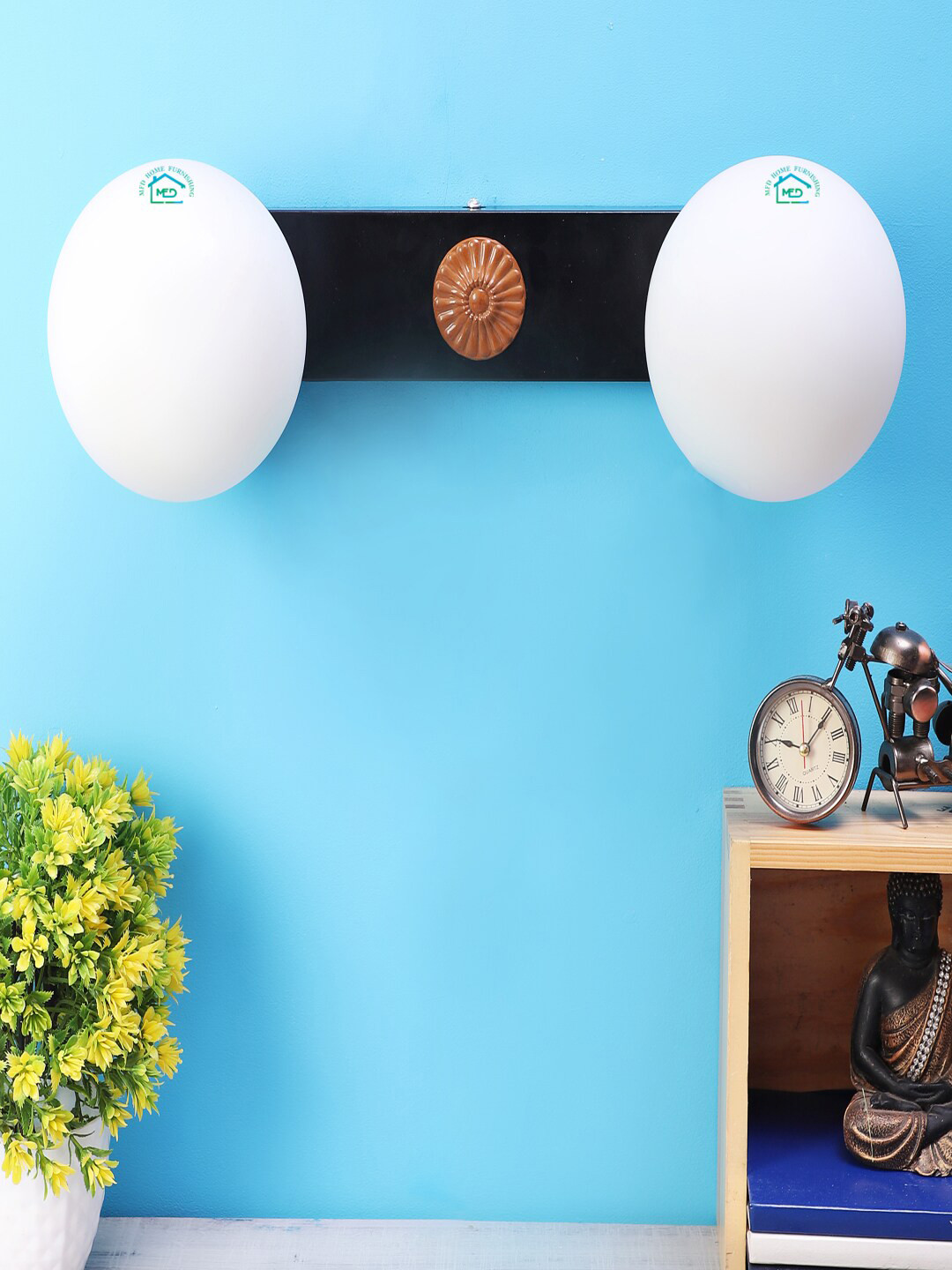 MFD HOME FURNISHING Black & White Solid Traditional Flush Mount